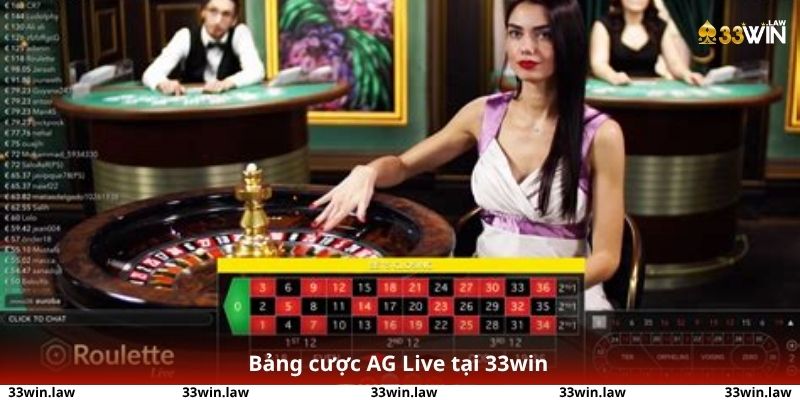 Bảng cược AG Live tại 33win hiển thị trực quan, dễ thao tác – dành cho cao thủ