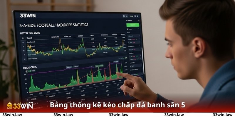 Bảng thống kê kèo chấp đá banh sân 5 với biểu đồ biến động odds theo thời gian tại nhà cái 33win