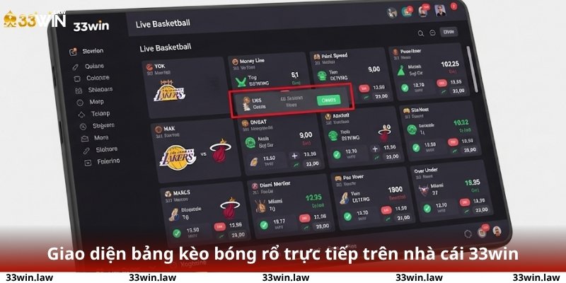 Giao diện sảnh bóng rổ trực tiếp trên nhà cái 33win